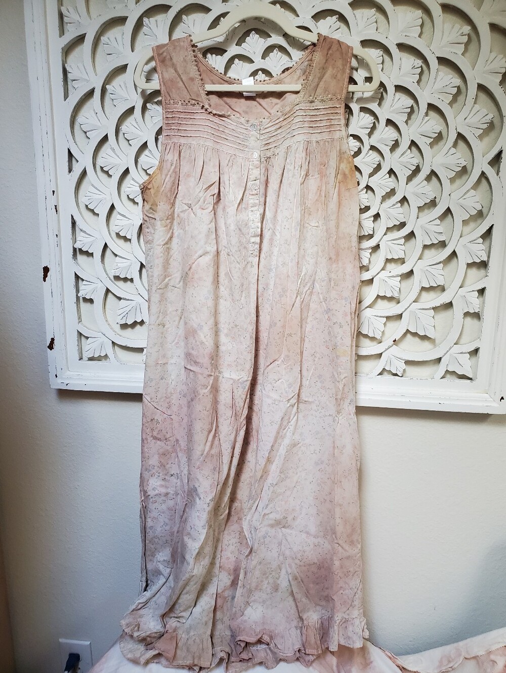 Upcycled Hand Tea Dyed Floral Night Gown By Adonna Size Large